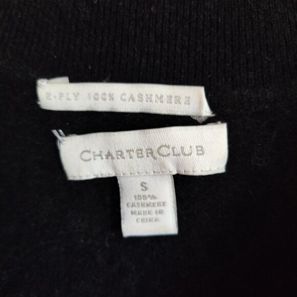 Ladies SZ S Charter Club Black Polo Collar Cashmere Sweater - Picture 3 of 3